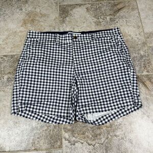Old Navy Shorts Womens Size 16 Everyday High Rise Blue Gingham Chino